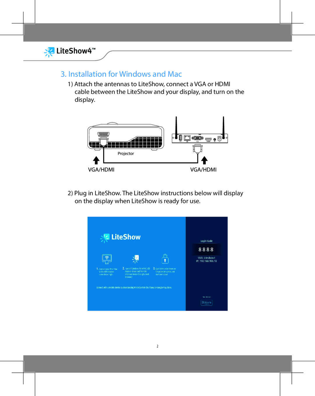 InFocus INLITESHOW4 manual Installation for Windows and Mac 