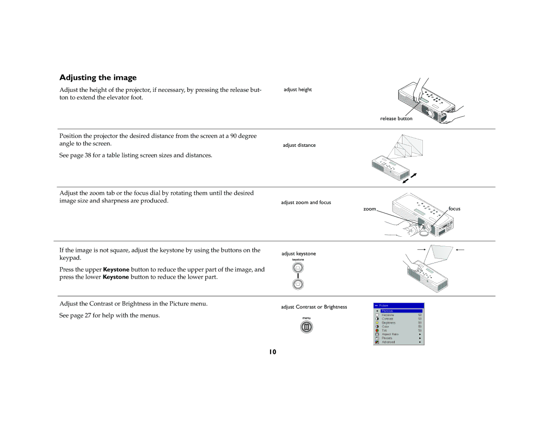 InFocus LP 120 manual Adjusting the image 