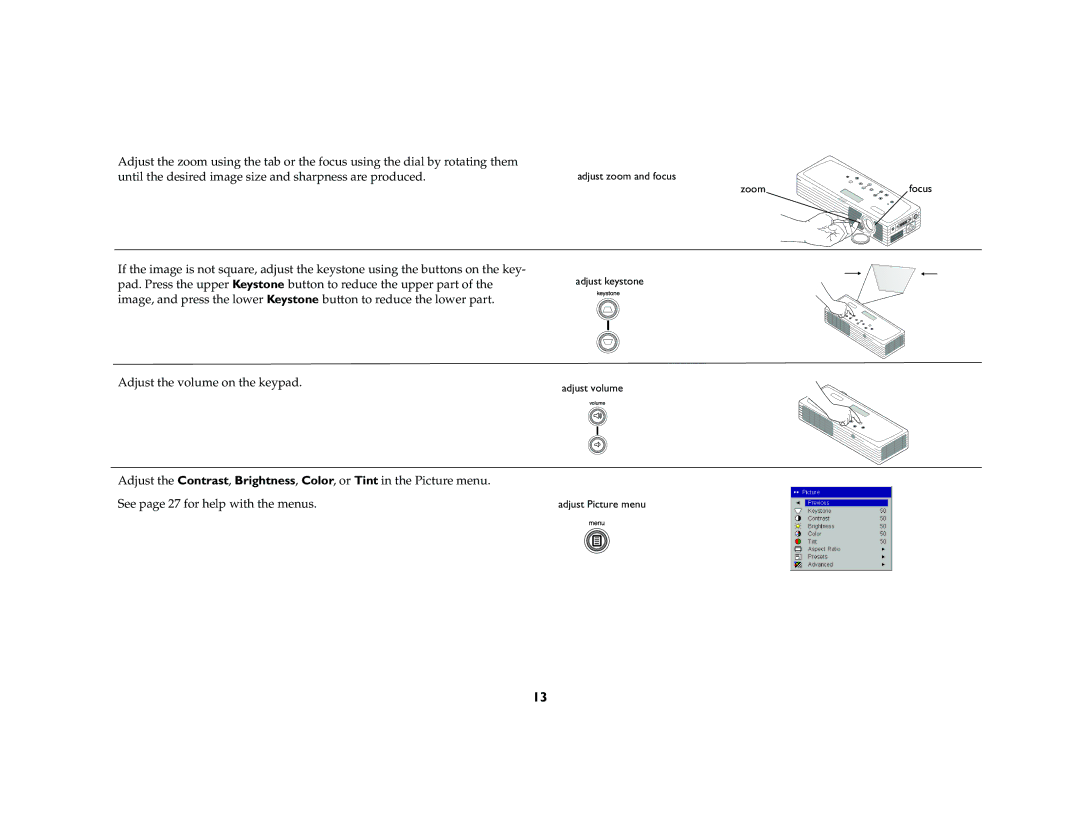 InFocus LP 120 manual Adjust keystone 