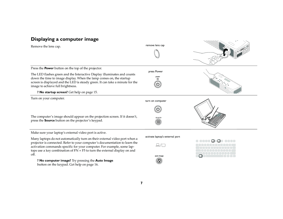 InFocus LP 120 manual Displaying a computer image 