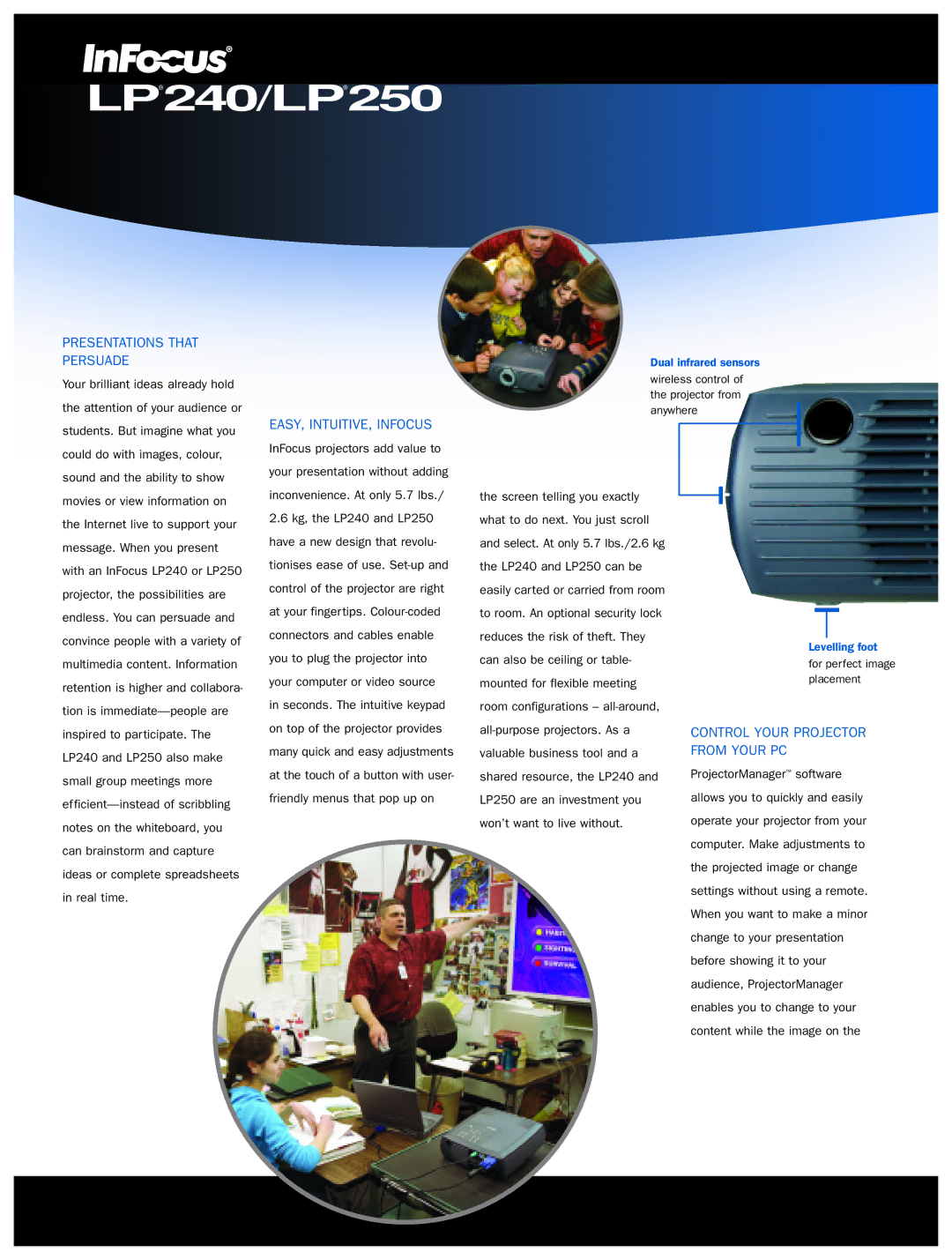 InFocus LP 240/LP 250 manual Presentations That Persuade, EASY, INTUITIVE, Infocus, Control Your Projector from Your PC 