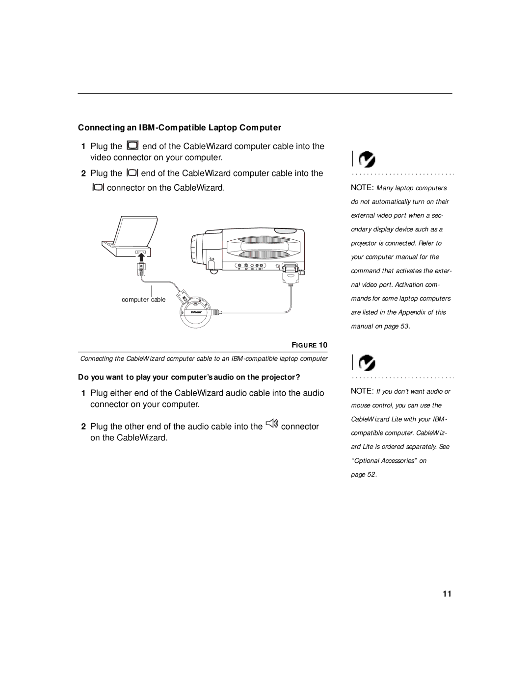 InFocus LP 725, LP 735 warranty Connecting an IBM-Compatible Laptop Computer 