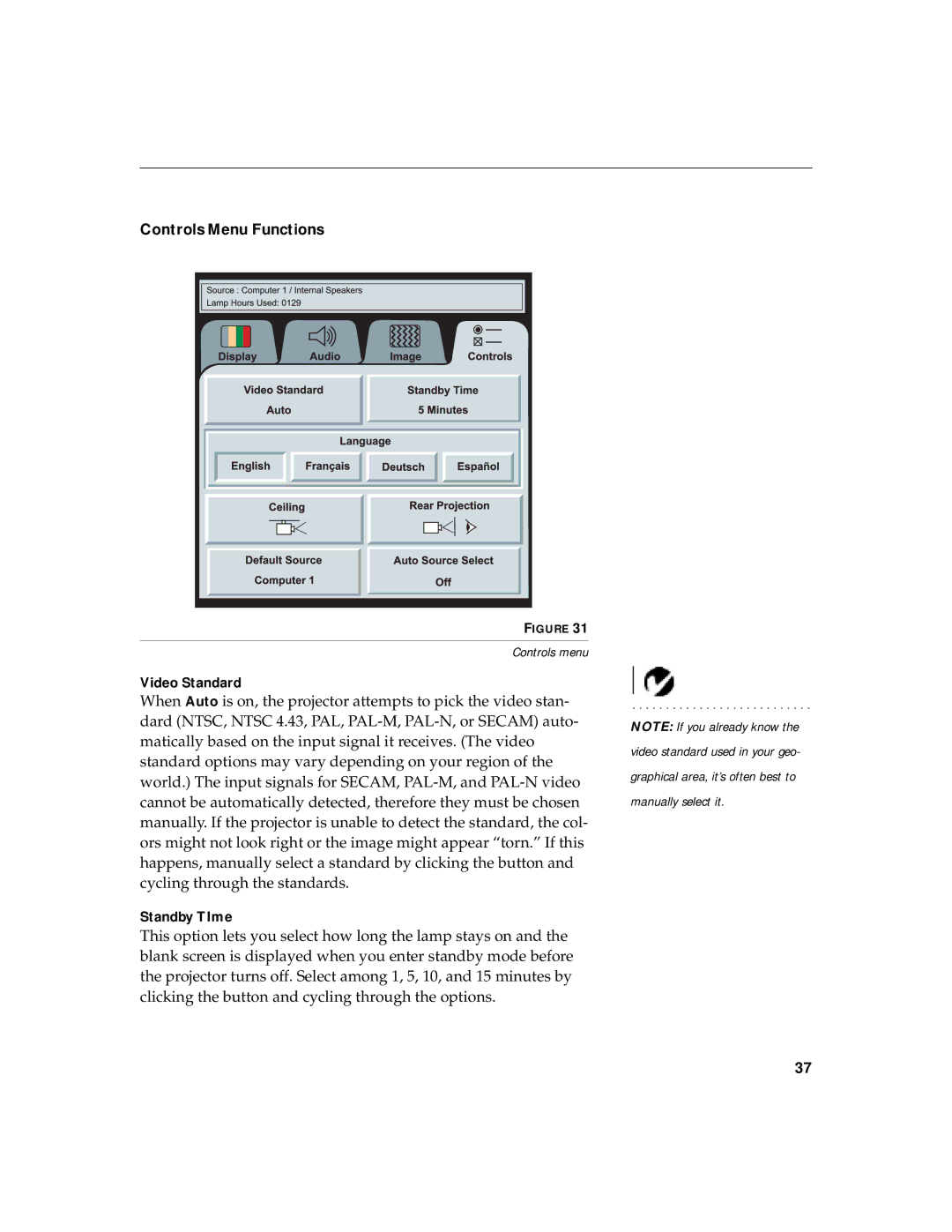 InFocus LP 725, LP 735 warranty Controls Menu Functions 