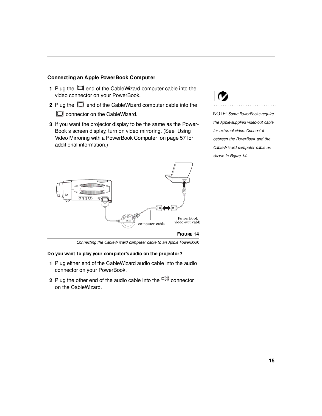 InFocus LP 730 warranty Connecting an Apple PowerBook Computer 