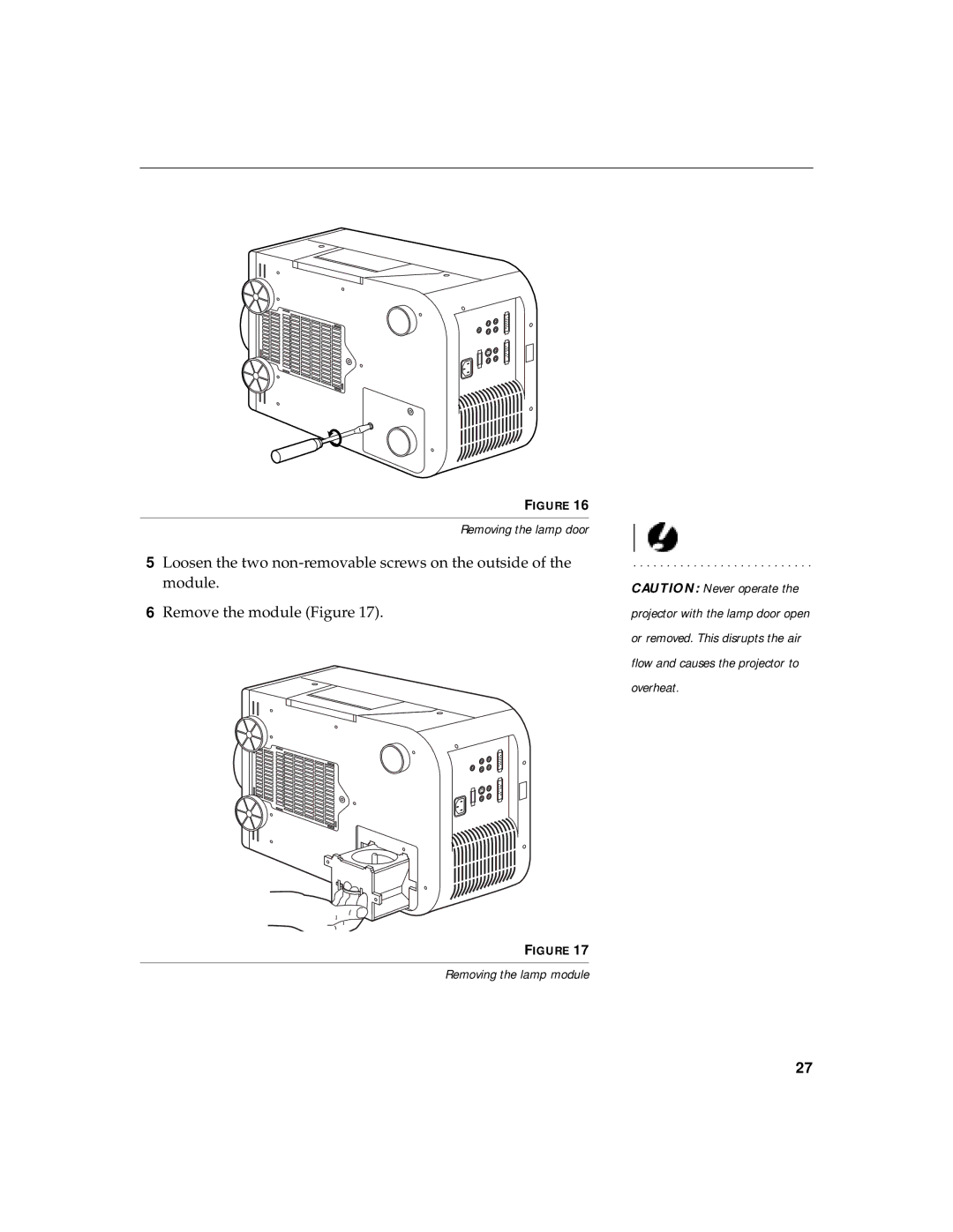 InFocus LP 740 warranty Removing the lamp door 