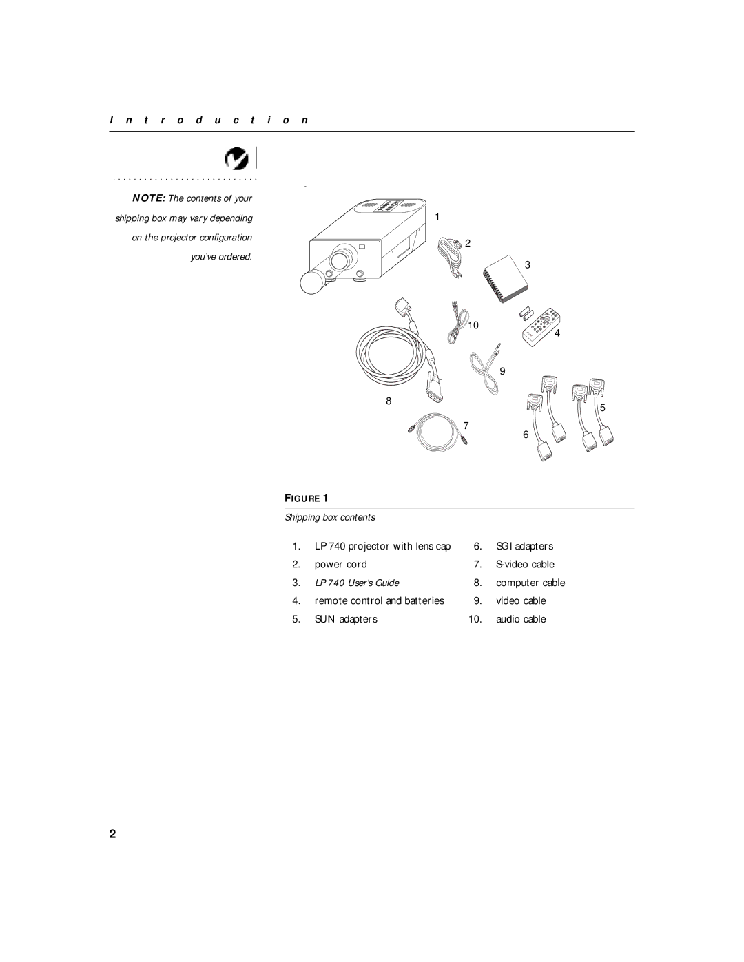 InFocus LP 740 warranty T r o d u c t i o n 