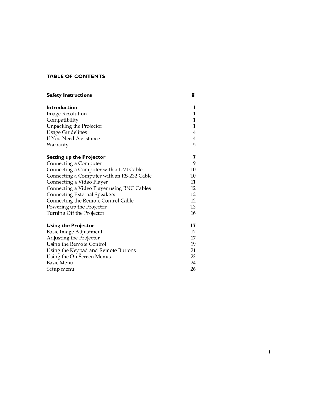 InFocus LP 790 manual Table of Contents 