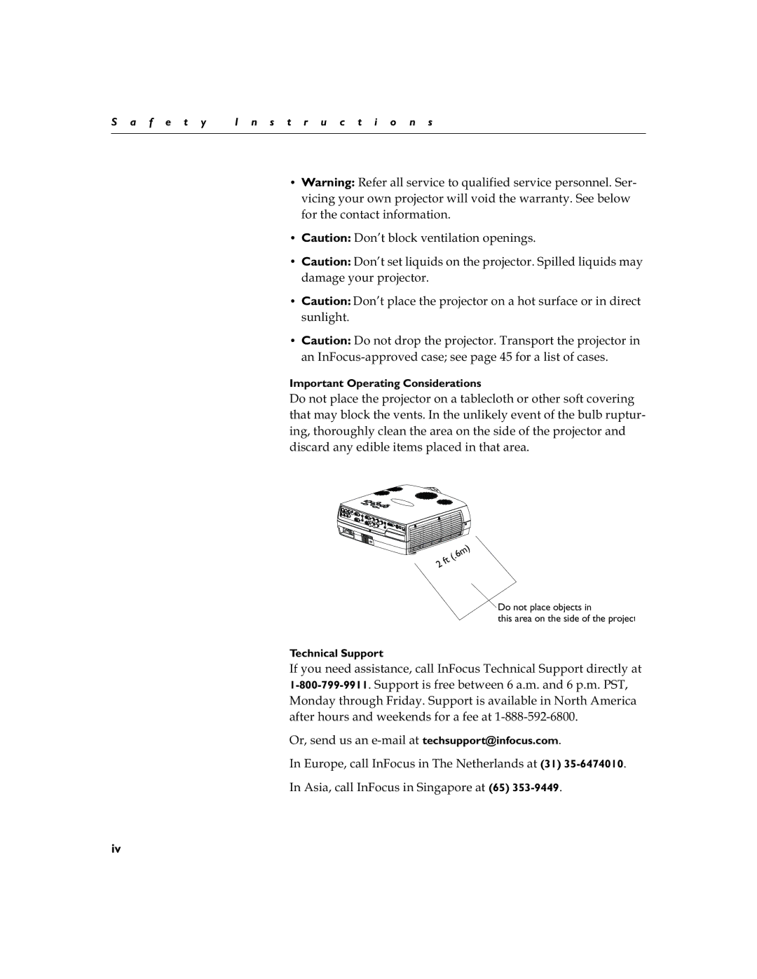 InFocus LP 790 manual Iruwkhfrqwdfwlqirupdwlrq, Gdpdjh\Rxusurmhfwru, Vxqoljkw, Important Operating Considerations 