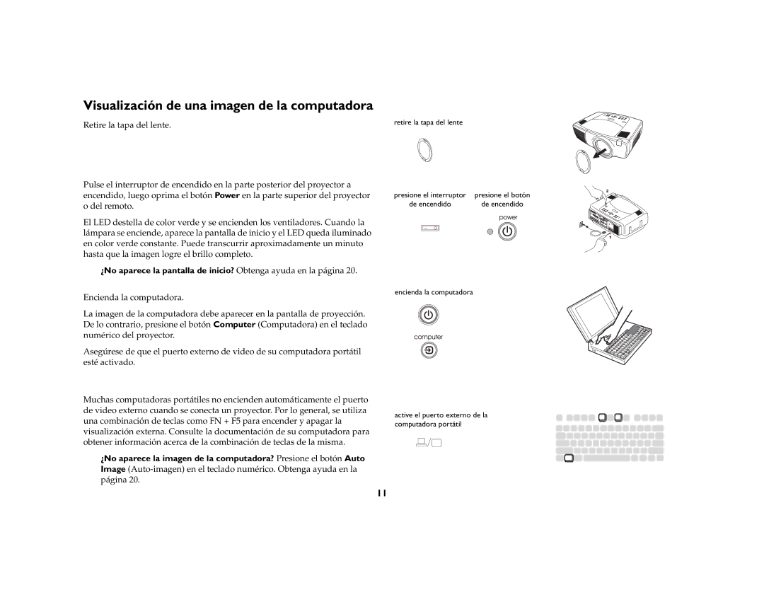 InFocus LP 860, LP 850, LP 840 manual Visualización de una imagen de la computadora 