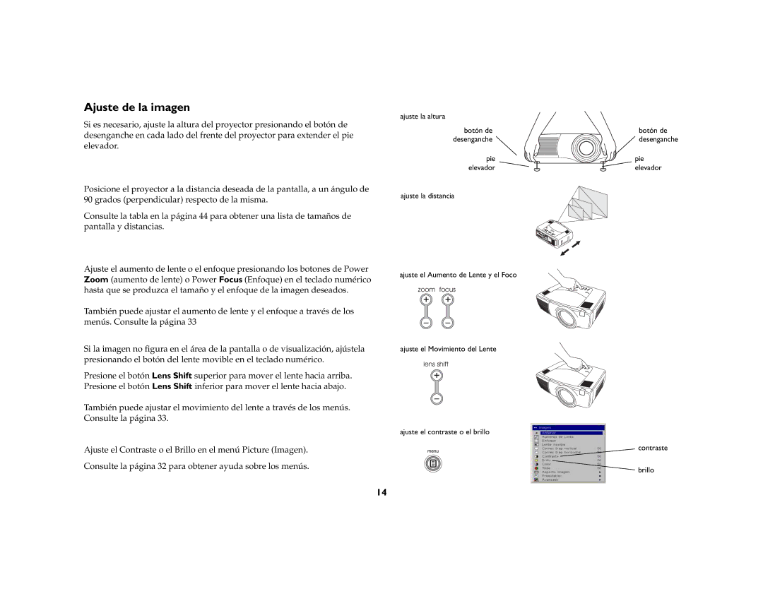 InFocus LP 860, LP 850, LP 840 manual Ajuste de la imagen 