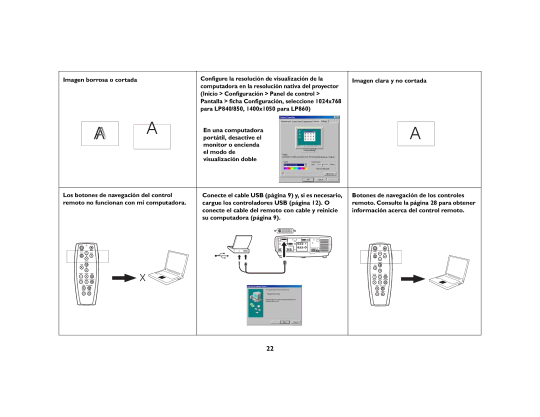 InFocus LP 850, LP 860, LP 840 manual Imagen borrosa o cortada 