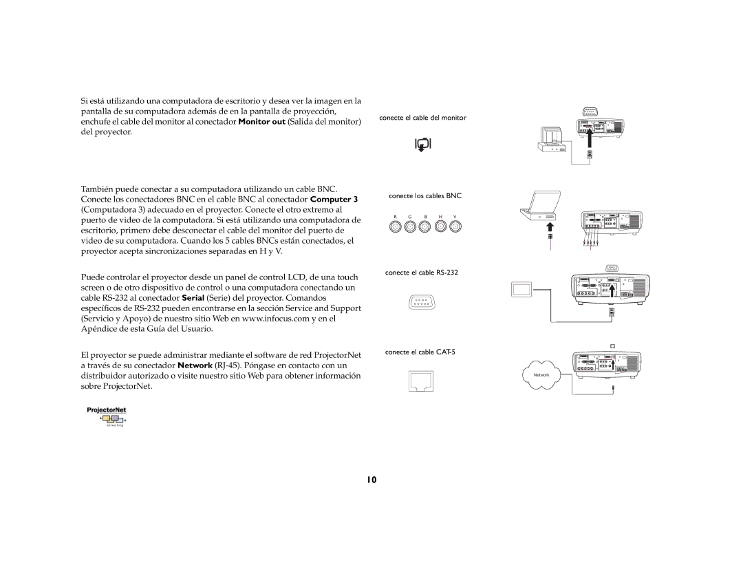 InFocus LP 850, LP 860, LP 840 manual Conecte el cable del monitor Conecte los cables BNC 