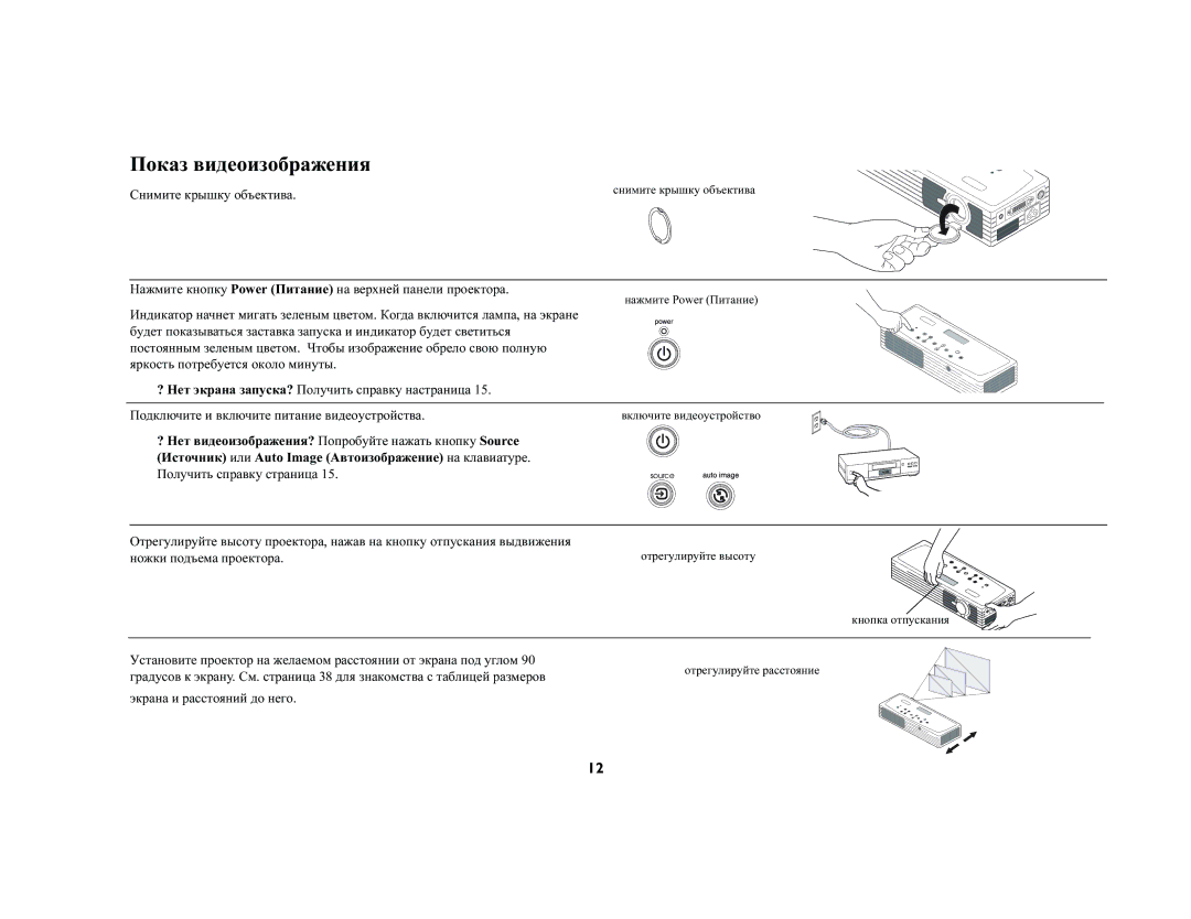 InFocus LP120 manual Показ видеоизображения 