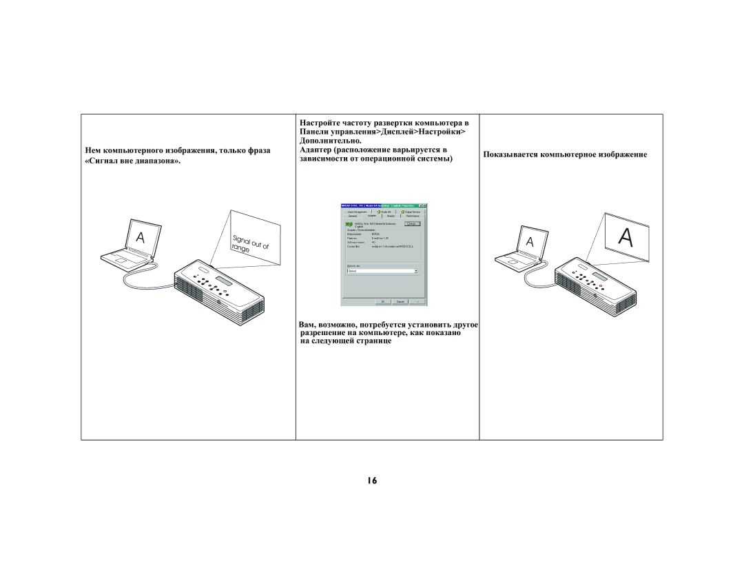 InFocus LP120 manual Показывается компьютерное изображение 