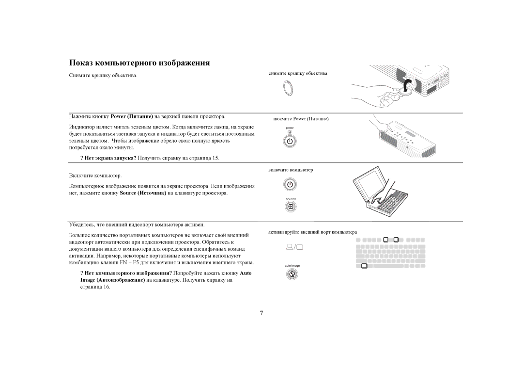 InFocus LP120 manual Показ компьютерного изображения 