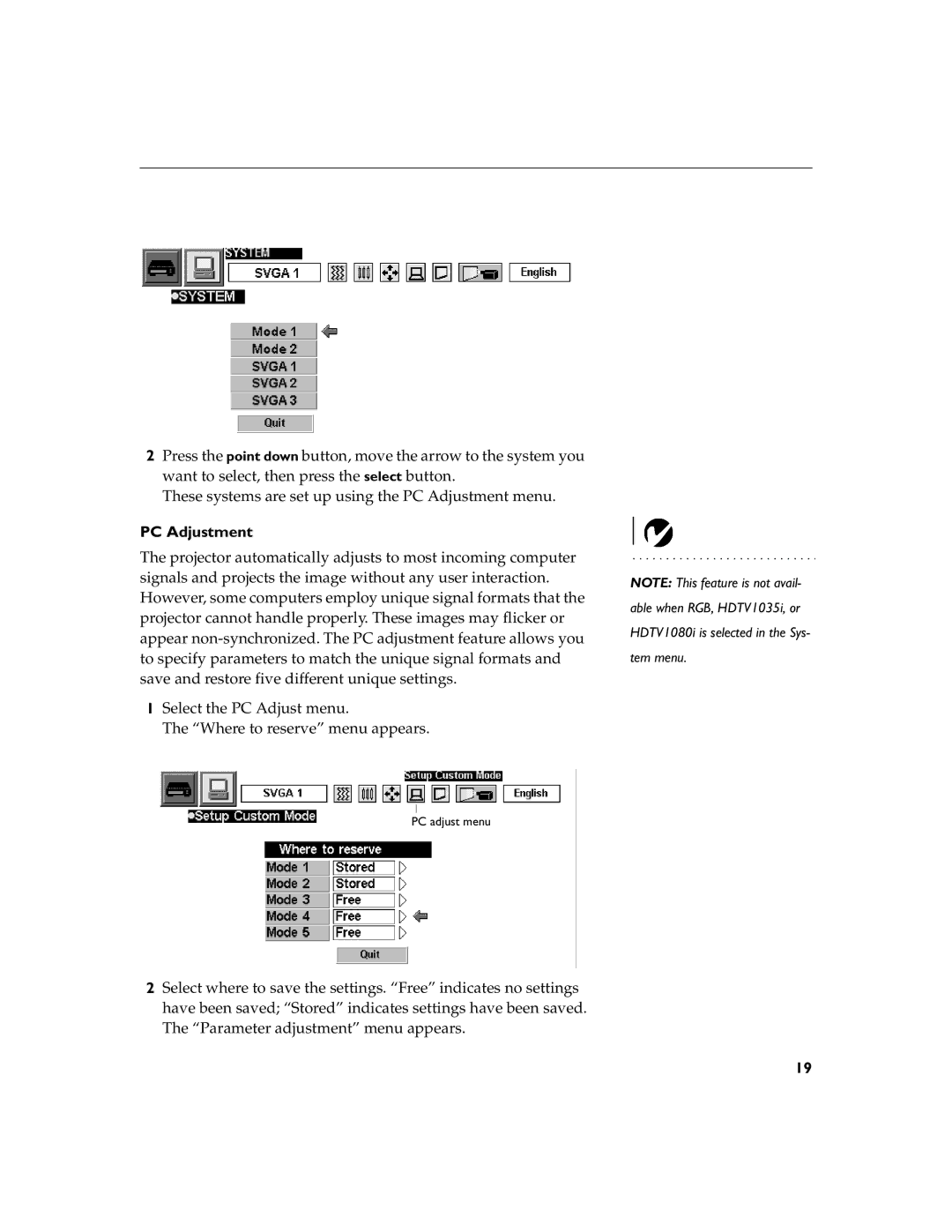 InFocus LP260 manual PC Adjustment 