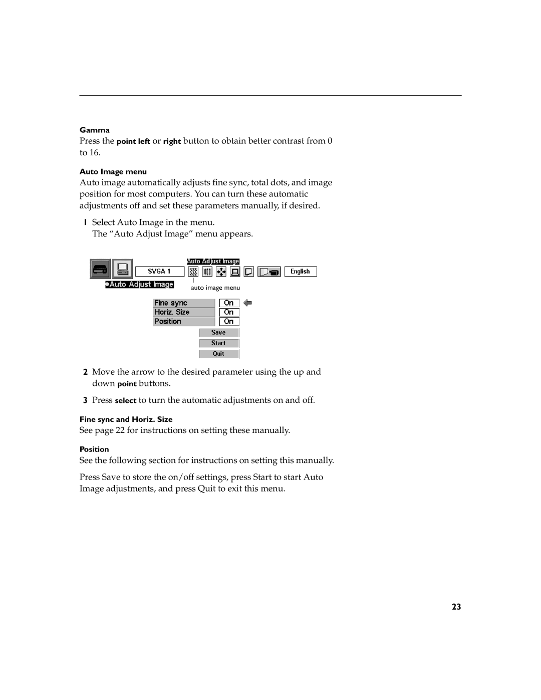 InFocus LP260 See page 22 for instructions on setting these manually 