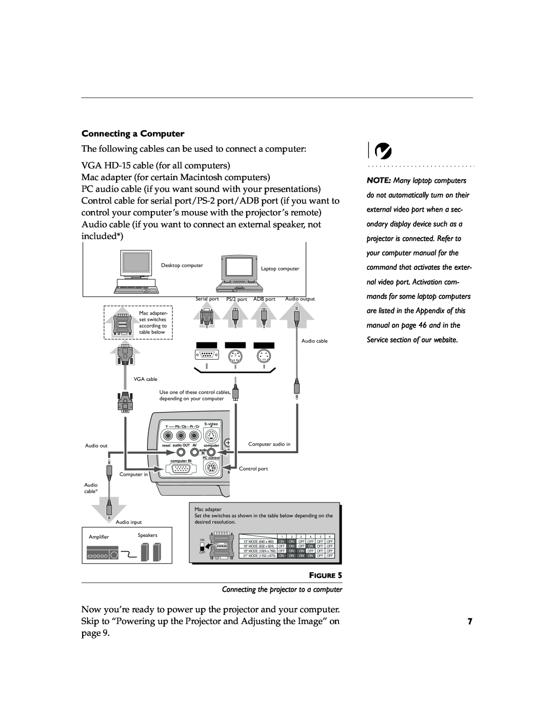 InFocus LP260 manual Connecting a Computer 