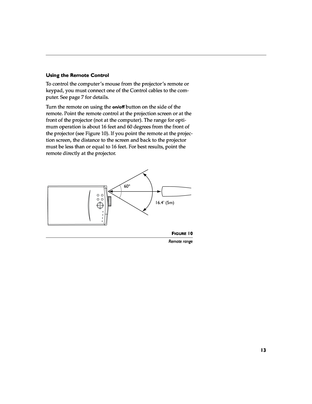 InFocus LP260 manual Using the Remote Control, Remote range 
