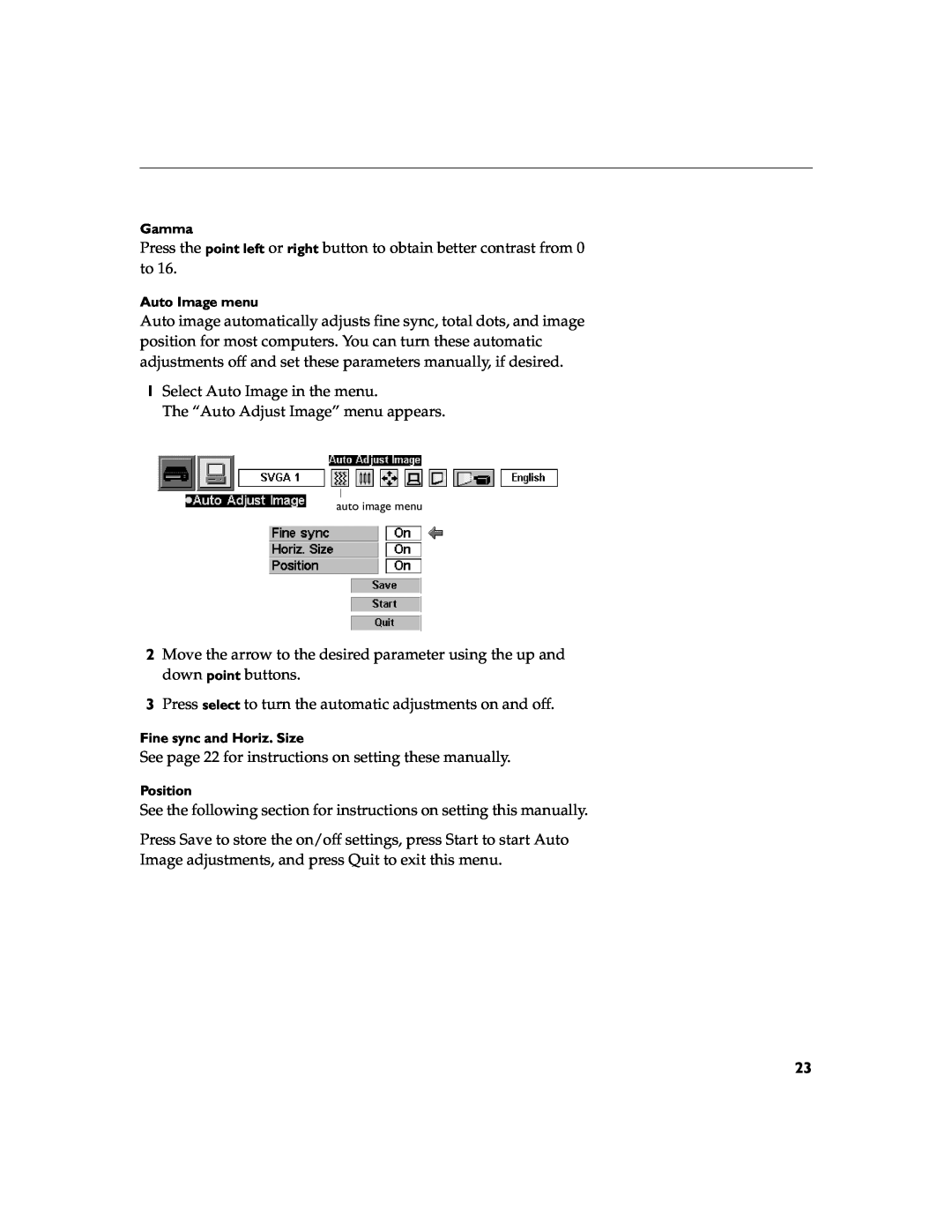 InFocus LP260 manual Select Auto Image in the menu The “Auto Adjust Image” menu appears 