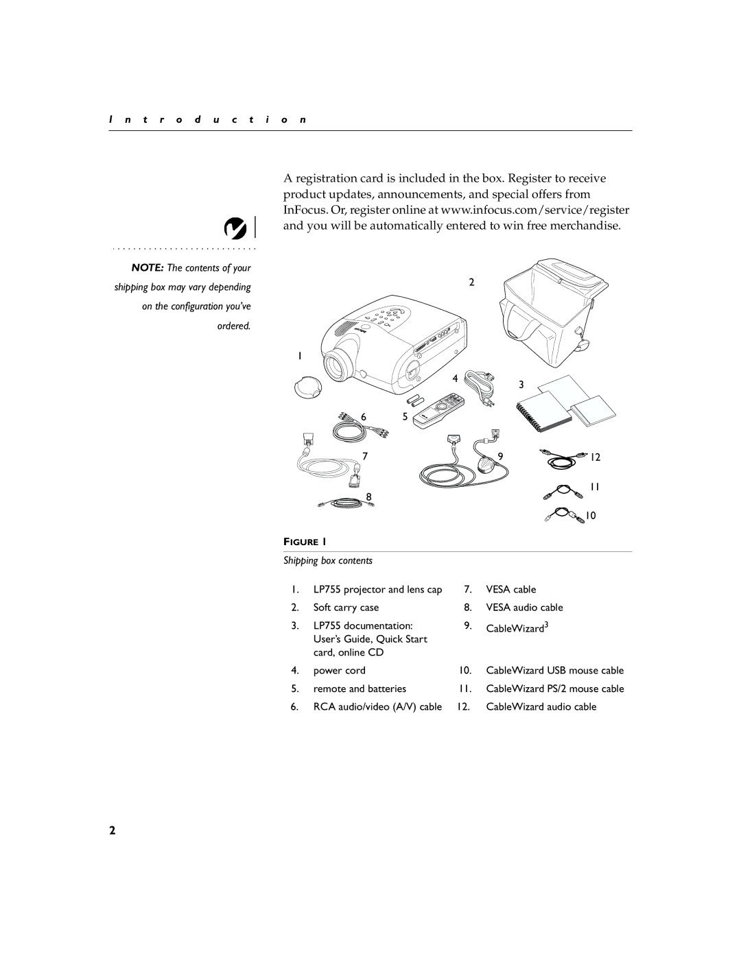 InFocus LP755 manual T r o d u c t i o n 