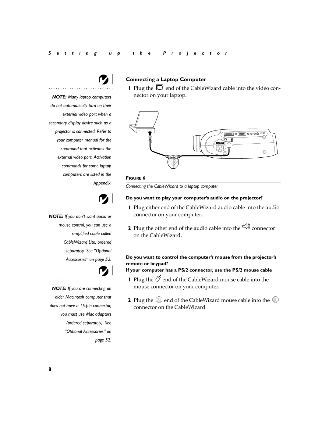 InFocus LP755 manual Connecting a Laptop Computer, Do you want to play your computer’s audio on the projector? 