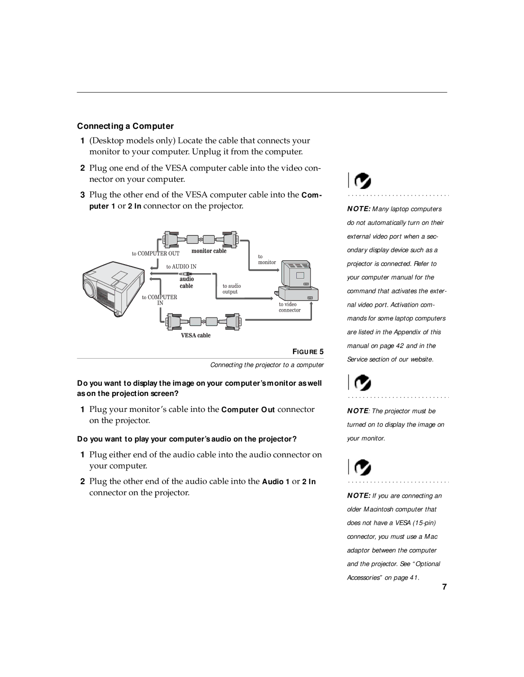 InFocus LP770 manual Connecting a Computer 