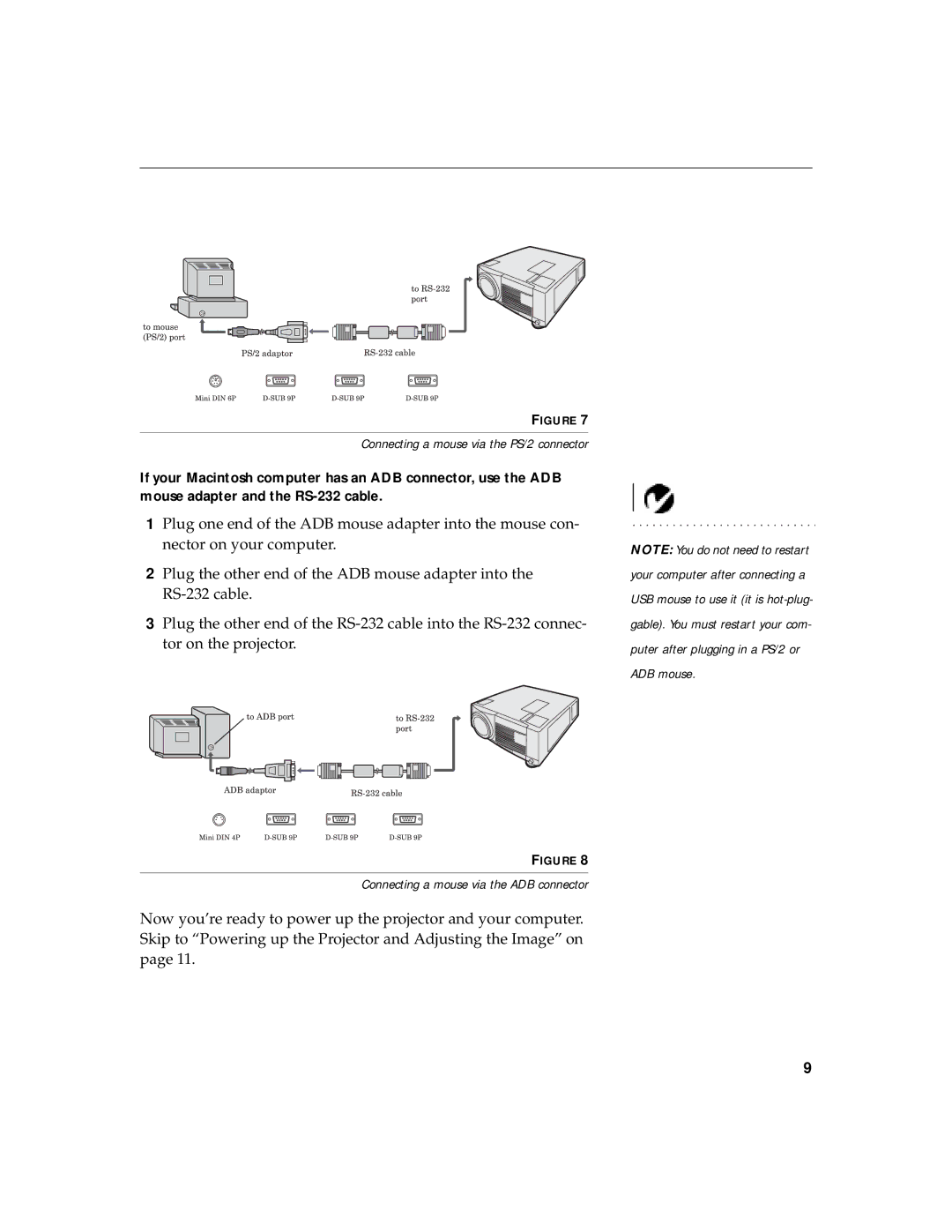 InFocus LP770 manual Connecting a mouse via the ADB connector 