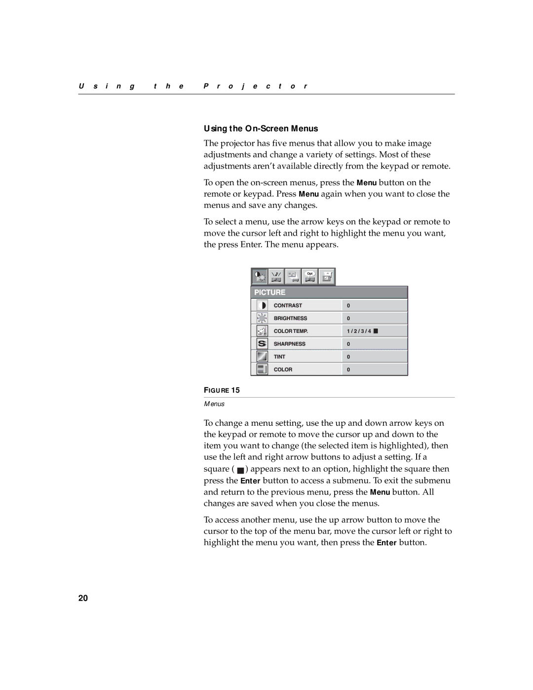 InFocus LP770 manual Using the On-Screen Menus 