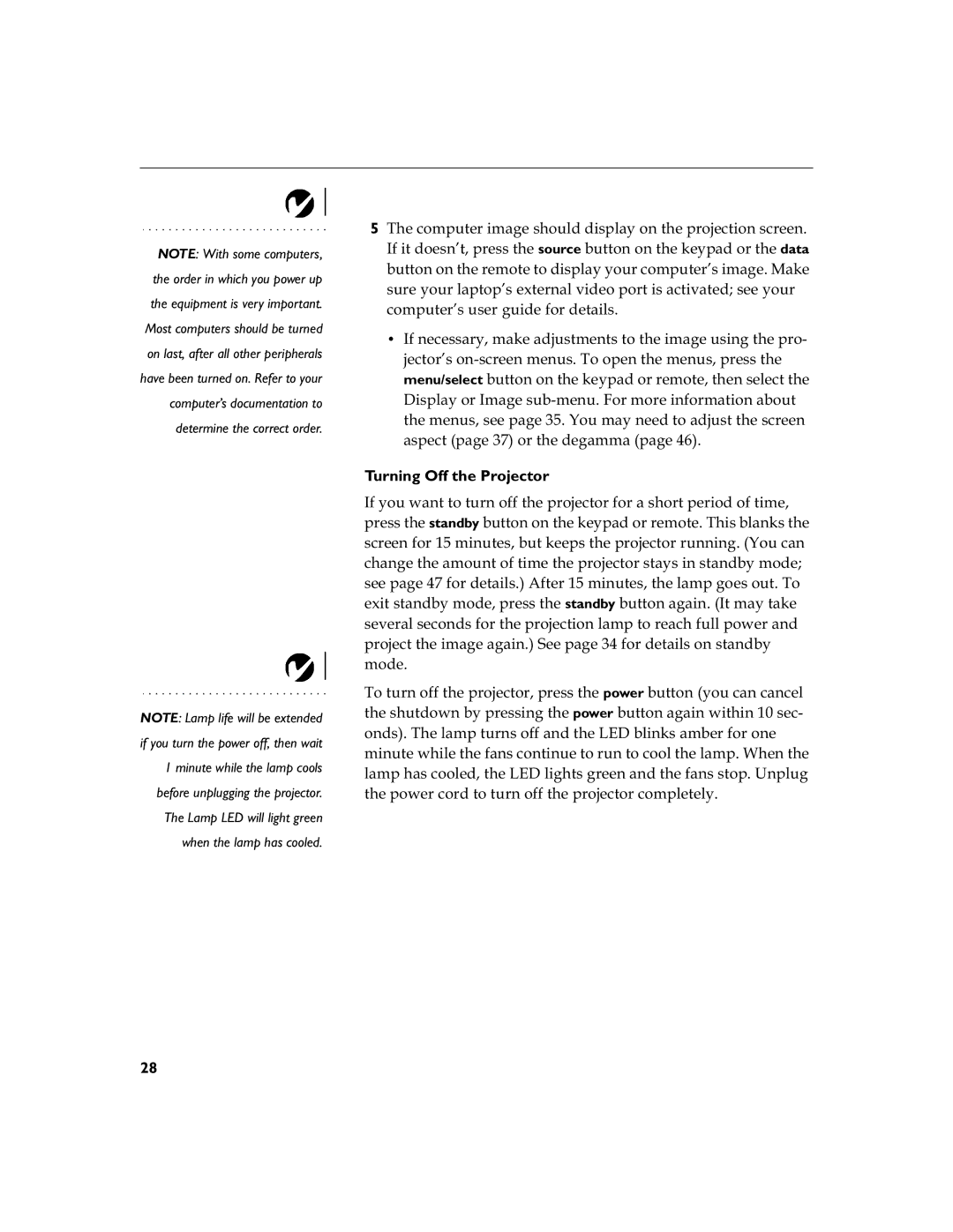 InFocus LS110 manual Frpsxwhu·Vxvhujxlghirughwdlov, Turning Off the Projector 