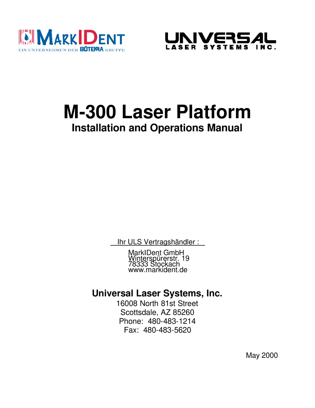 InFocus M-300 manual Laser Platform 