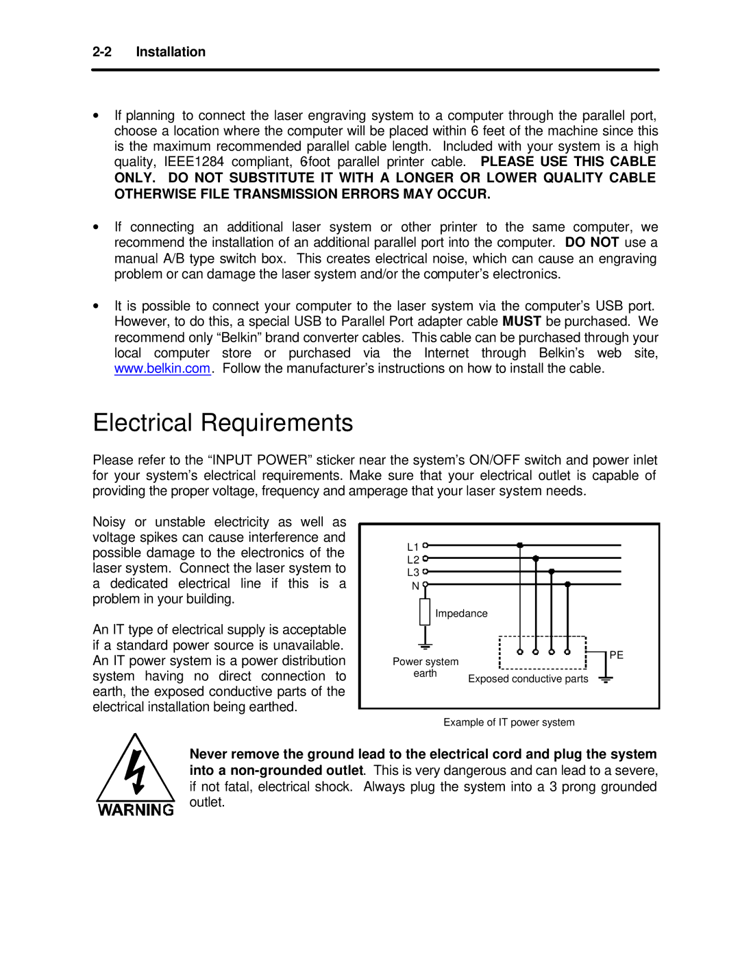 InFocus M-300 manual Electrical Requirements, Installation 