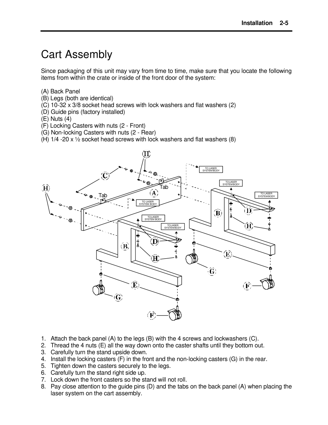 InFocus M-300 manual Cart Assembly 