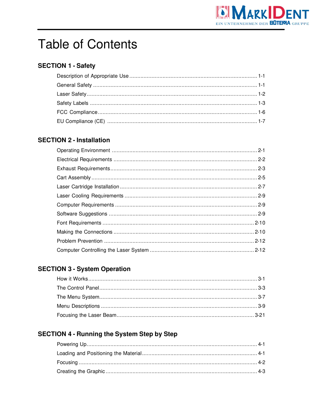 InFocus M-300 manual Table of Contents 