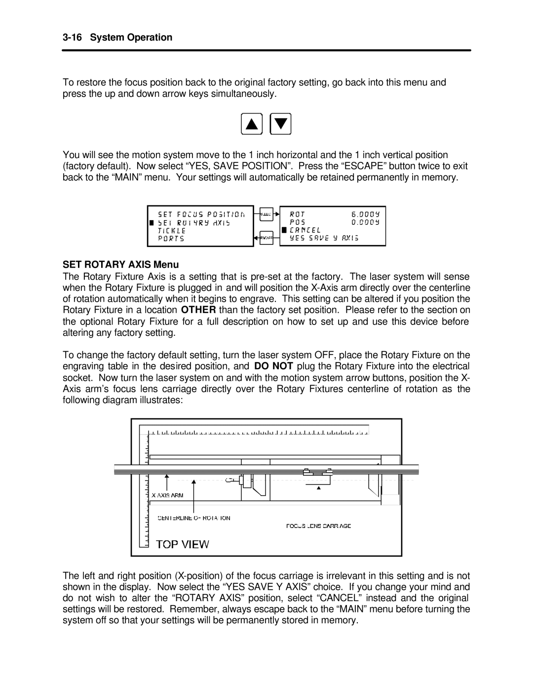 InFocus M-300 manual System Operation, SET Rotary Axis Menu 