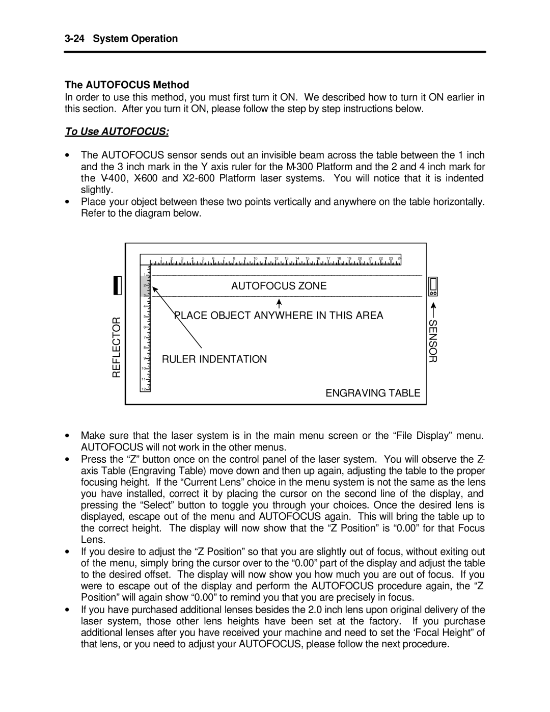 InFocus M-300 manual System Operation Autofocus Method, To Use Autofocus 