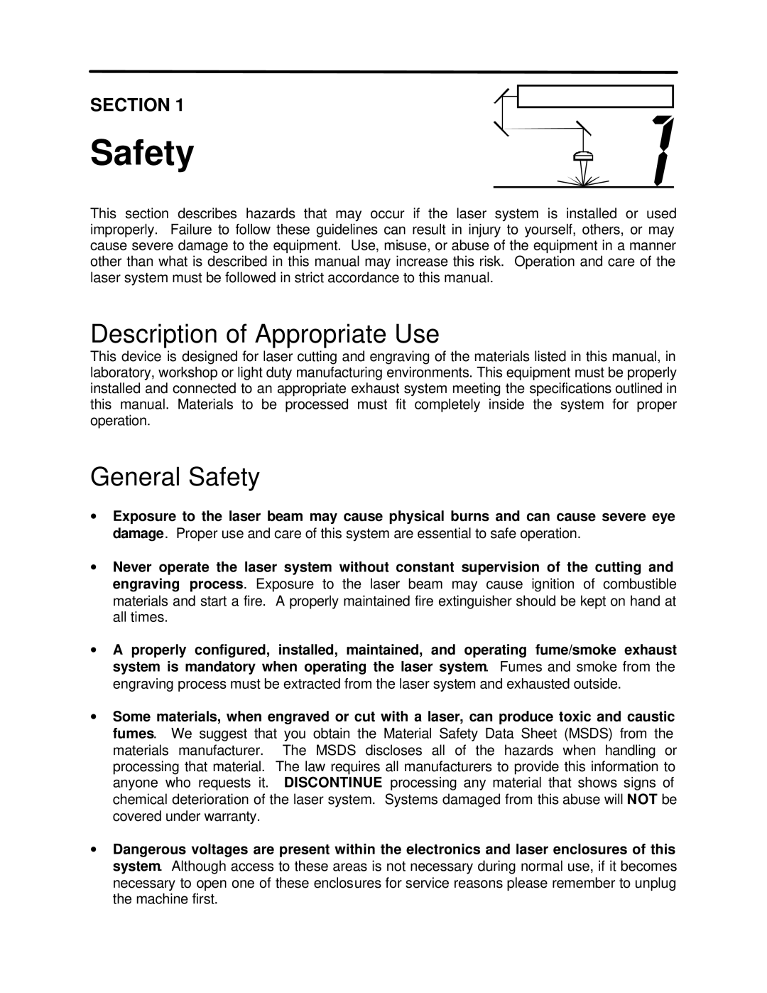 InFocus M-300 manual Description of Appropriate Use, General Safety 