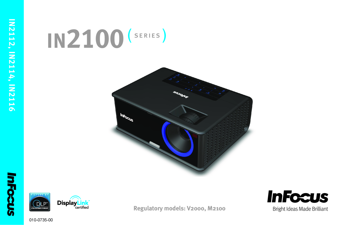 InFocus manual IN2112, IN2114, IN2116, Regulatory models V2000, M2100 