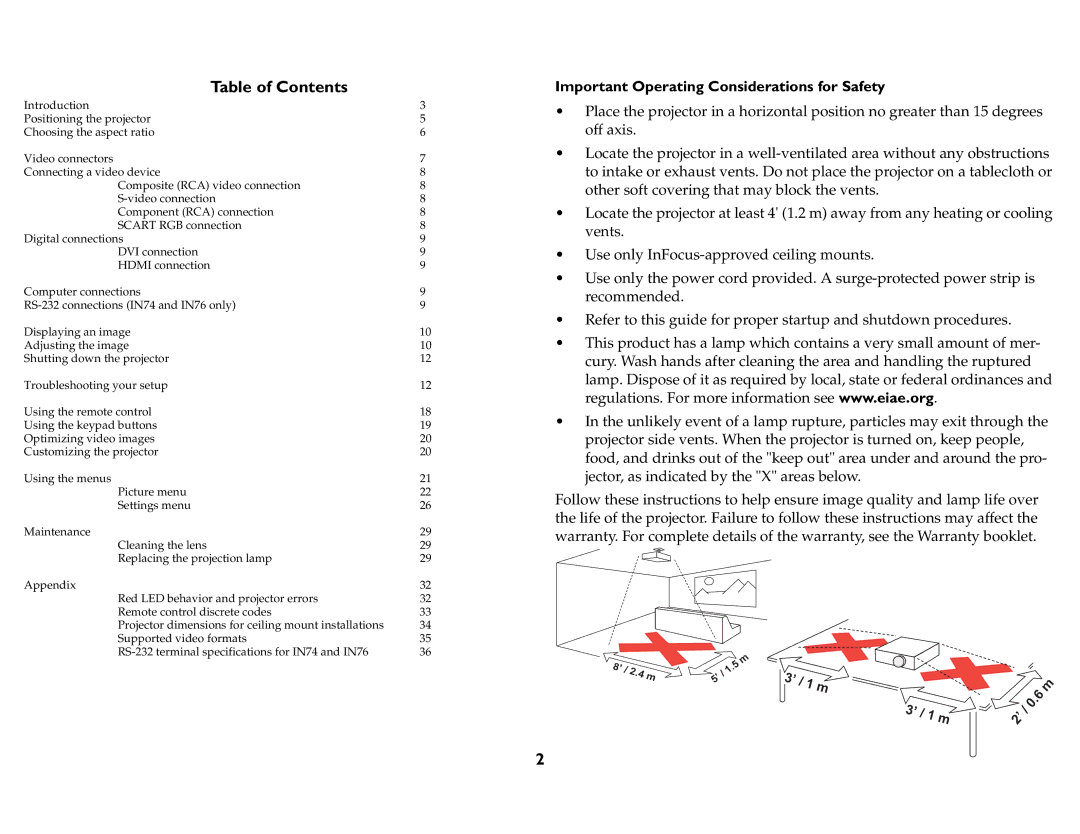 InFocus IN72, P720, P760, P740, IN76, IN74 manual Table of Contents 