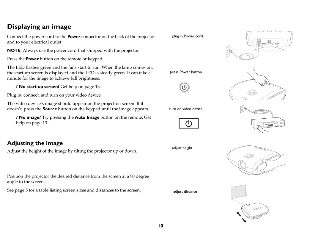 InFocus P760, P720, P740, IN76, IN74, IN72 manual Displaying an image, Adjusting the image 