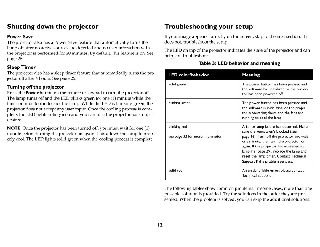 InFocus IN76, P720, P760, P740, IN74, IN72 manual Shutting down the projector, Troubleshooting your setup 