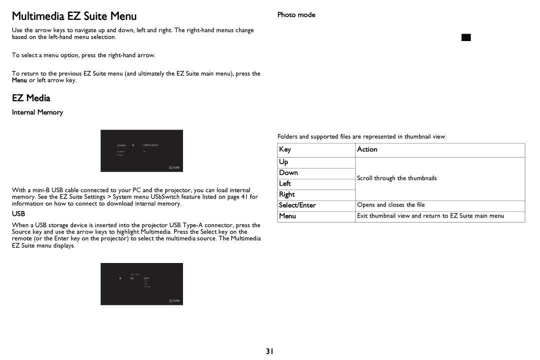 InFocus PZ339-A000-00 manual Multimedia EZ Suite Menu, EZ Media 