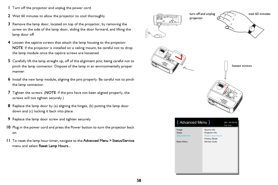 InFocus PZ339-A000-00 manual Advanced Menu 