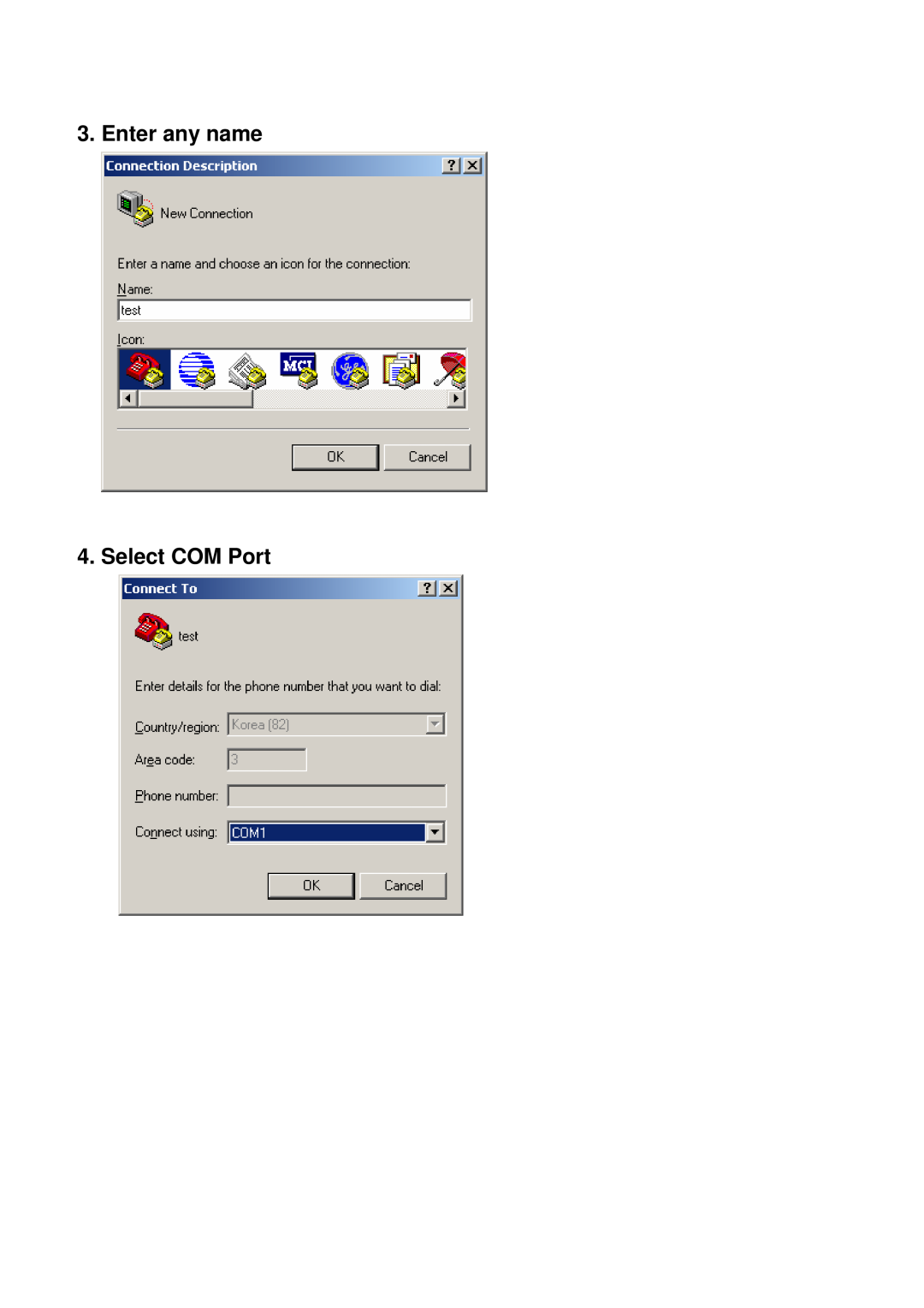 InFocus RS-232C manual Enter any name 4. Select COM Port 
