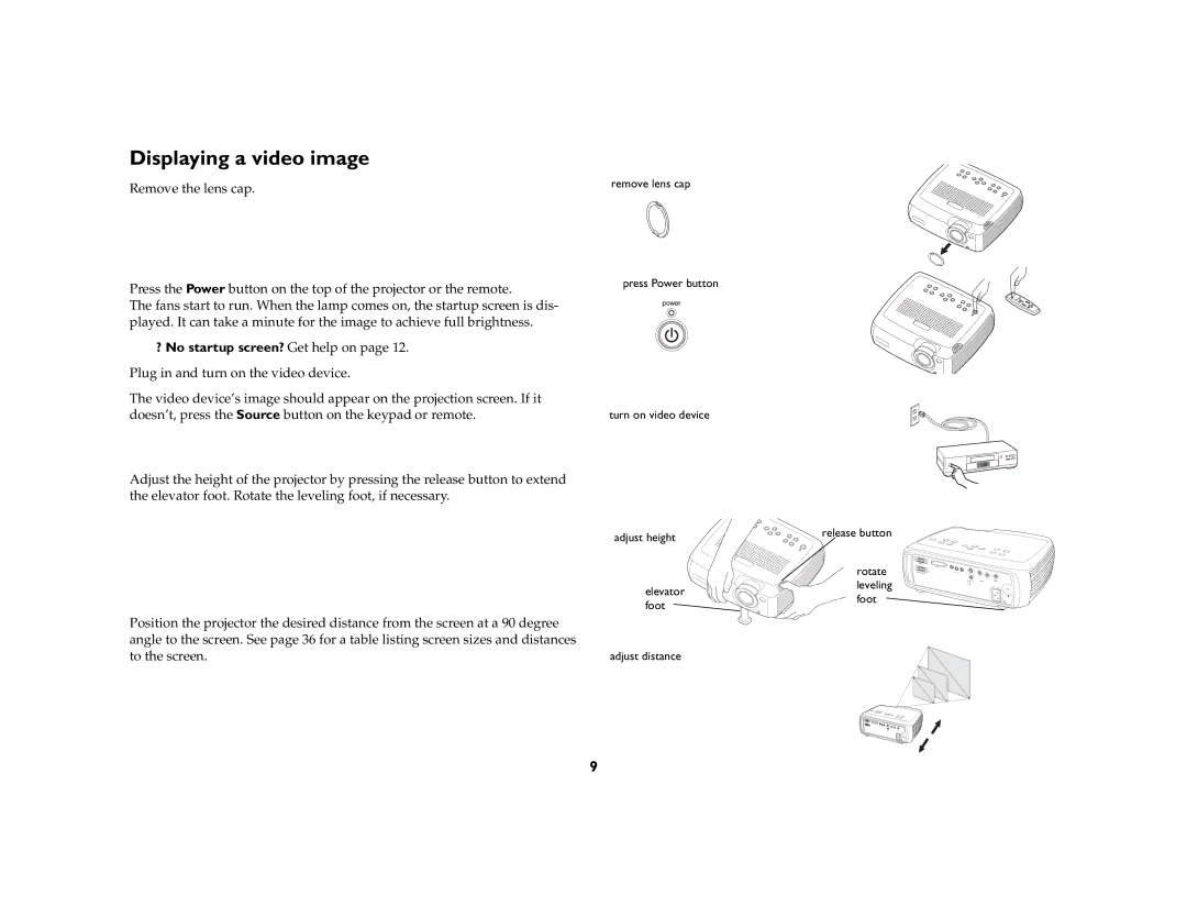 InFocus ScreenPlay 5000 manual Displaying a video image 