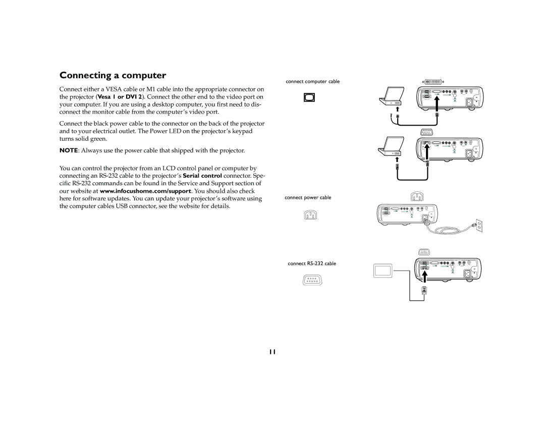 InFocus ScreenPlay 5000 manual Connecting a computer 