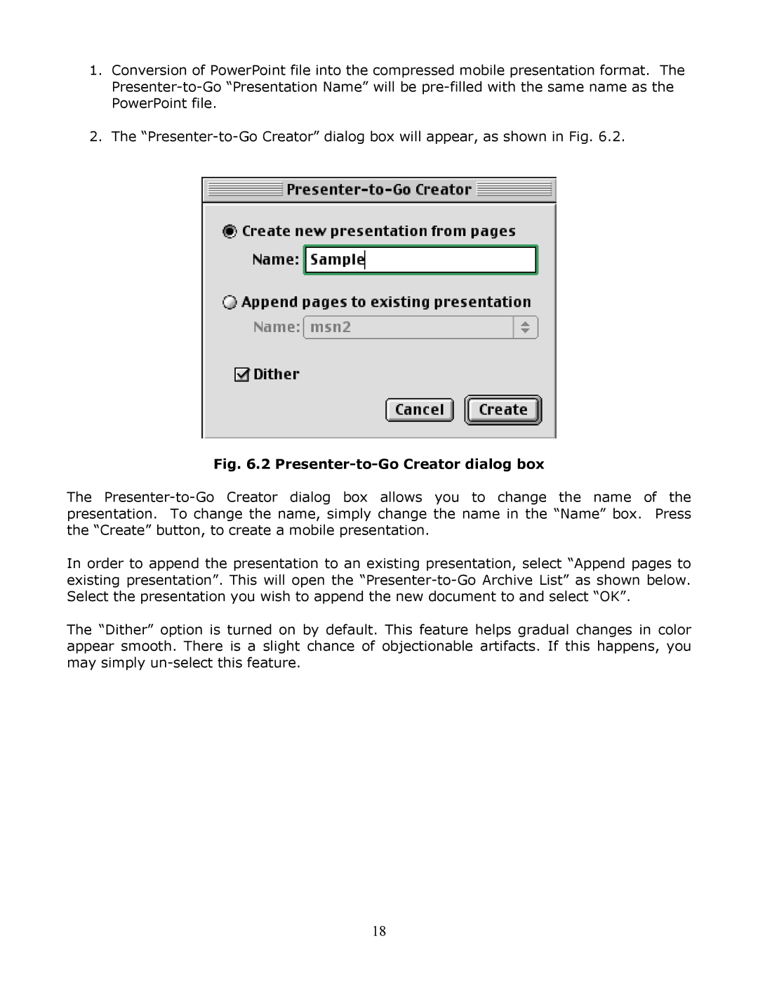 InFocus Secure Digital (SD) & Memory Stick manual Presenter-to-Go Creator dialog box 