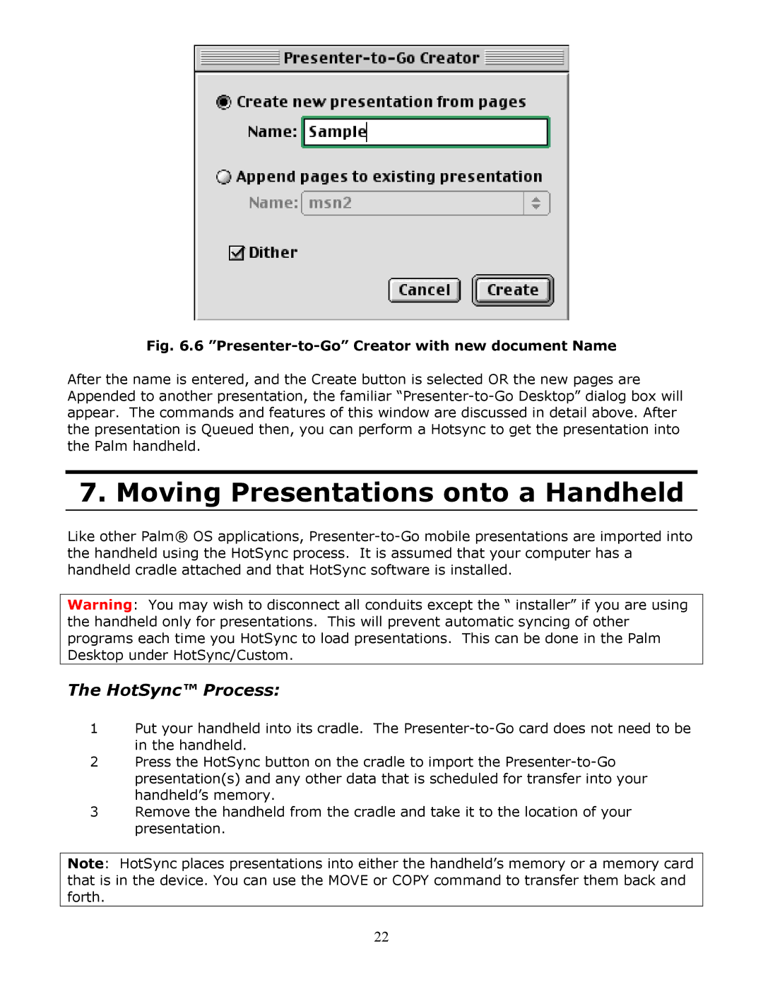 InFocus Secure Digital (SD) & Memory Stick manual Moving Presentations onto a Handheld, HotSync Process 