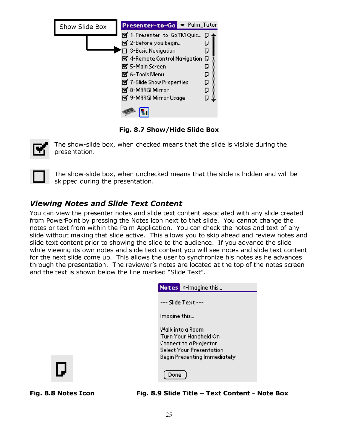 InFocus Secure Digital (SD) & Memory Stick manual Viewing Notes and Slide Text Content, Show/Hide Slide Box 