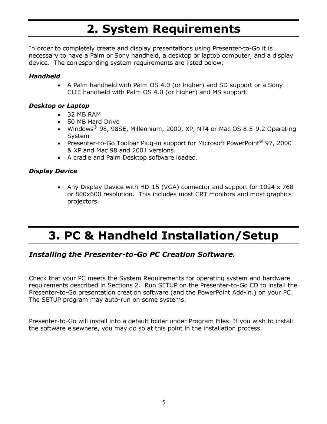 InFocus Secure Digital (SD) & Memory Stick manual System Requirements, PC & Handheld Installation/Setup 